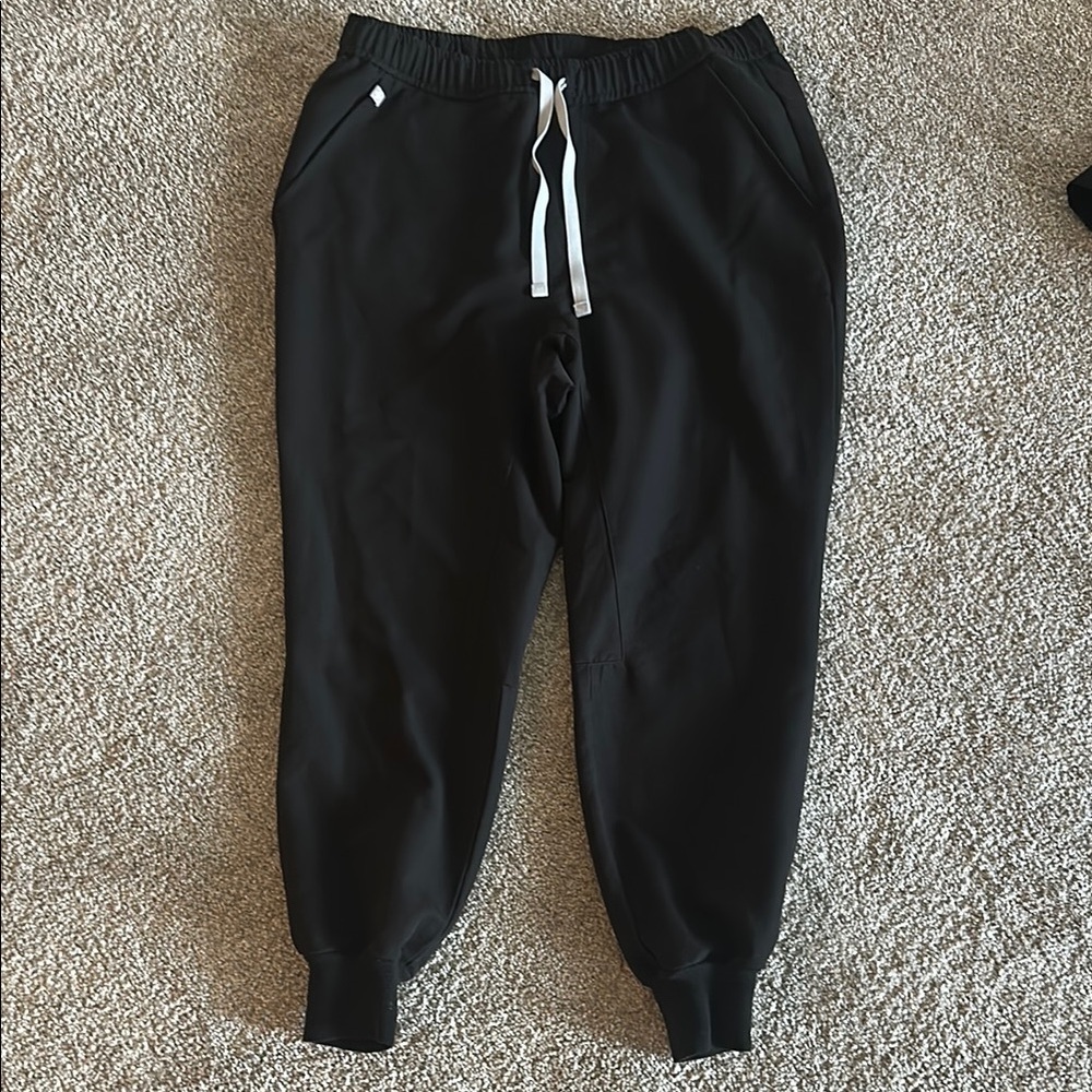 Figs Black Men's Jogger Sweatpants with White Drawstring large
